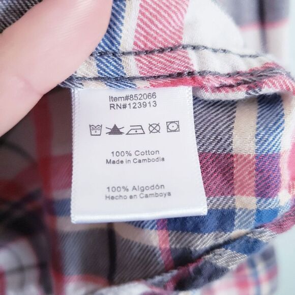 Jachs Girlfriend Blue and Red Plaid Snap Buttondown Cotton Flannel - Picture 6 of 7